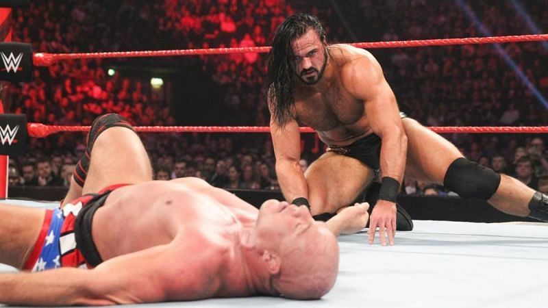 Kurt Angle after being decimated by Drew McIntyre on RAW
