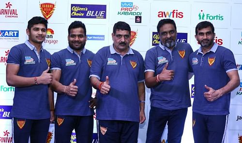 (From Left) Naveen Kumar, Vishal Mane, Krishan Kumar Hooda, Sumeet Yadav and Joginder Narwal