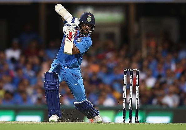 Shikhar Dhawan during the Australia v India T20 match