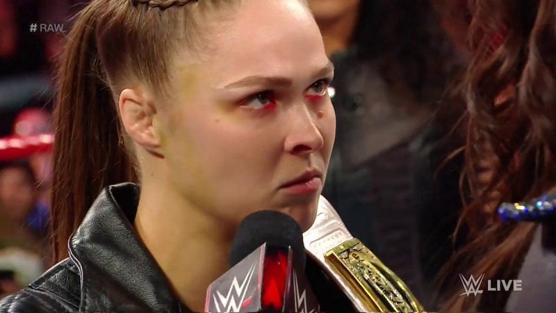 Rousey once again tripped over on the mic