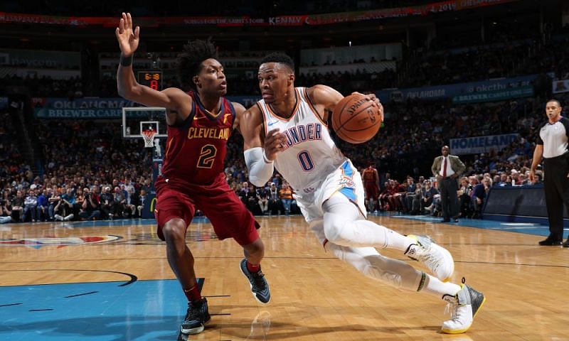 Westbrook put together a monster triple-double against the Cavs. Credit: USA Today