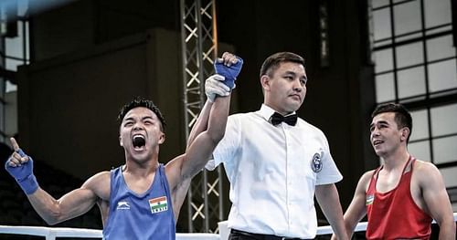 Lalbiakkima (left) defeated the World No.1 Hasanboy Dusmatov 4-1 earlier this year [Image: Scroll.in]