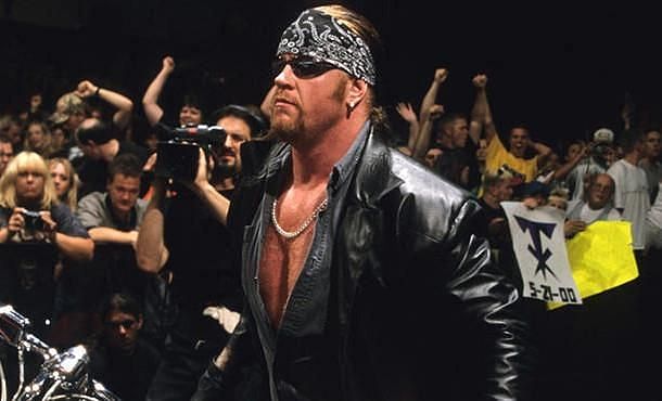 The Undertaker hung up his dark cult leader leather robe for some leather biker gear as the American Bad Ass character.