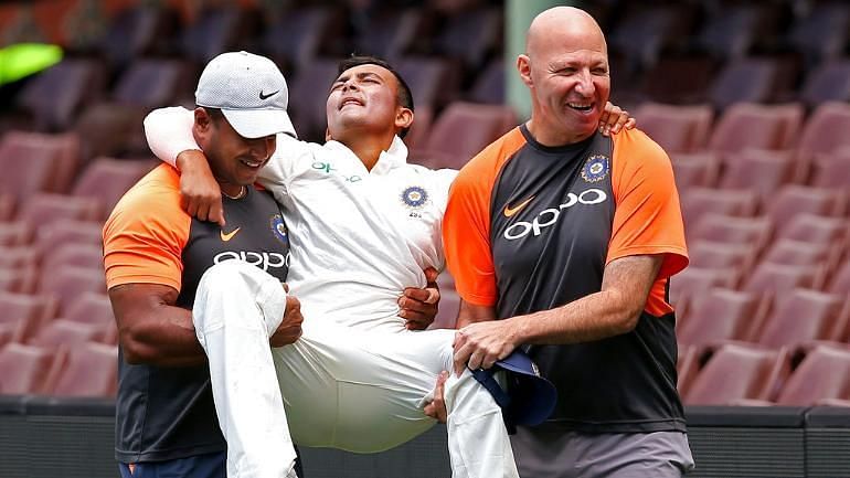 Prithvi Shaw injured himself while fielding in the practice game against Cricket Australia XI on Friday