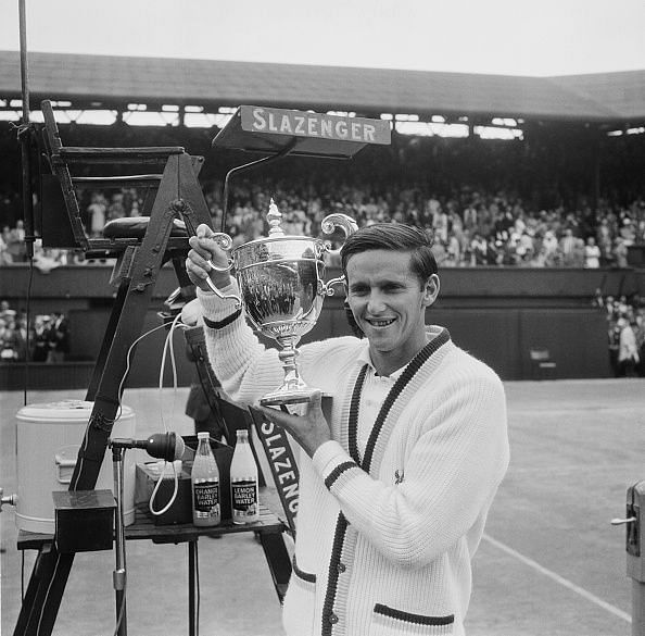 Roy Emerson With the Wimbledon Trophy