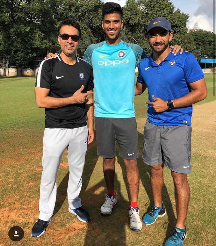 Washington Sundar with trainers at the NCA