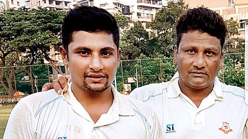 Sarfaraz with his father in the Kanga Cricket League