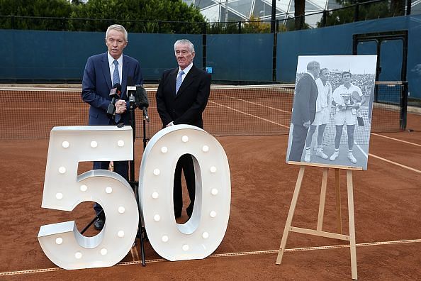 Ken Rosewall at the 50th anniversary of his French Open victory