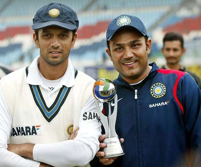 The two pillars of the Indian Test side during the last decade - Dravid(left) and Sehwag(right)