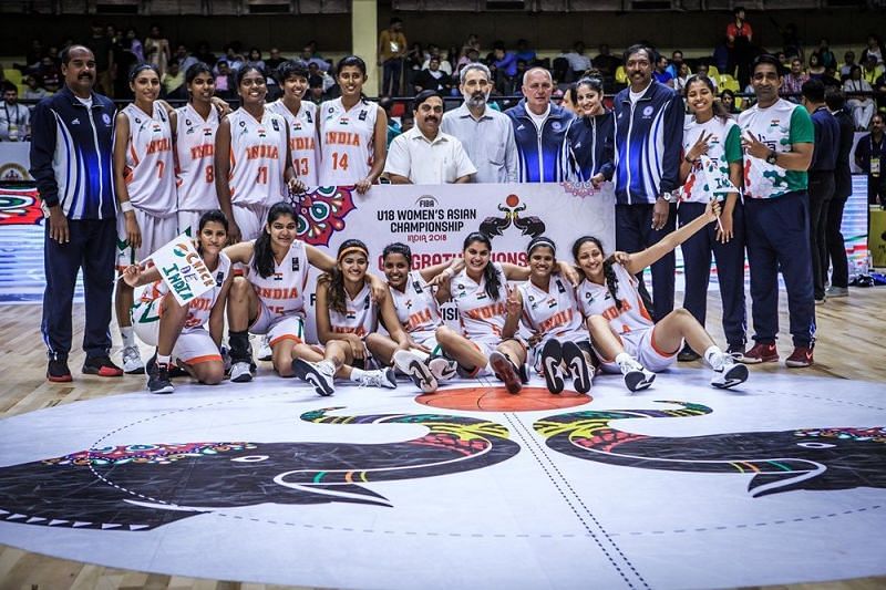 The victorious Indian team after gaining promotion to Division A (Image Courtesy: FIBA)