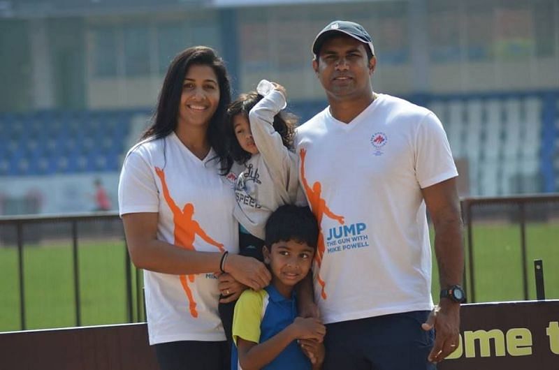 Anju Bobby George and Robert Bobby George with their kids