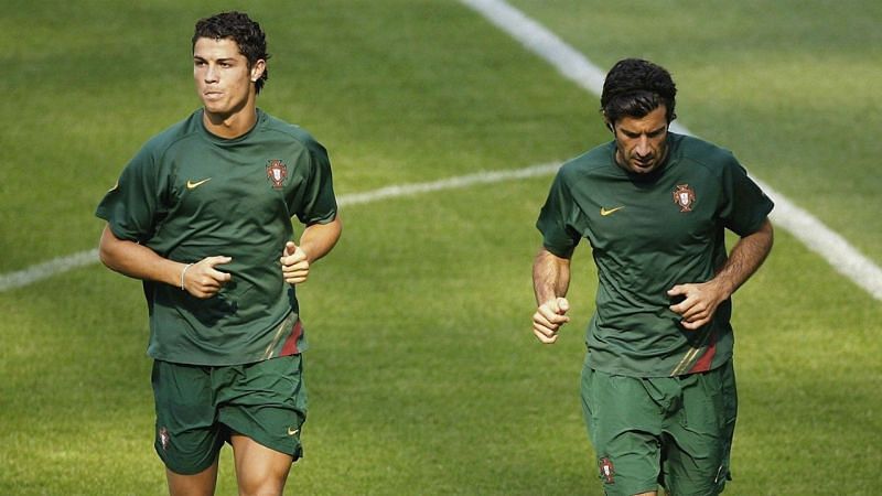 Ronaldo and Luis Figo are both Sporting academy graduates. (Image: Bongarts)