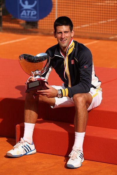 Djokovic poses with the 2013 ATP Masters 1000 Monte Carlo title