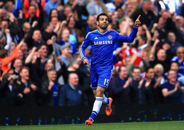 Mohammad Salah scored his first Chelsea goal against Arsenal in a 6-0 hammering of the Gunners