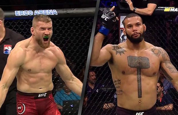 Jan Blachowicz (left) will face Thiago Santos (right) in February