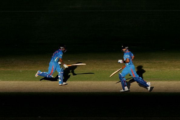 Gautam Gambhir and Virat Kohli batting together in an ODI for India