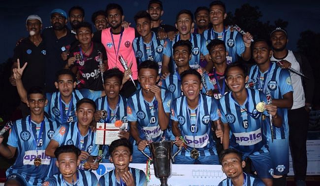 Minerva Punjab&#039;s academy team celebrating its Cup victory (Image: Twitter/@MinervaPunjabFC)