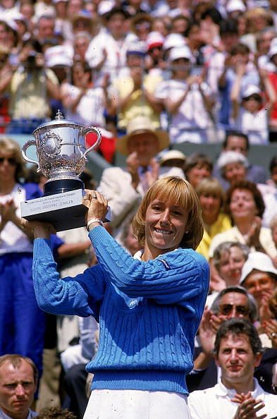Martina Navratilova with the 1984 US Open Trophy