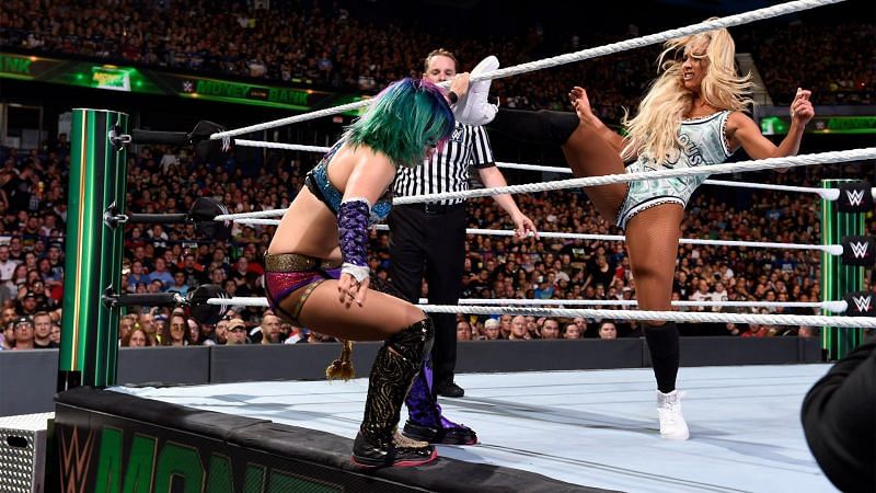 Carmella boots Asuka in the face at Money in the Bank
