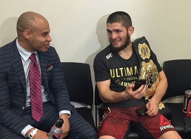 Ali Abdelaziz (left) with Khabib (right)