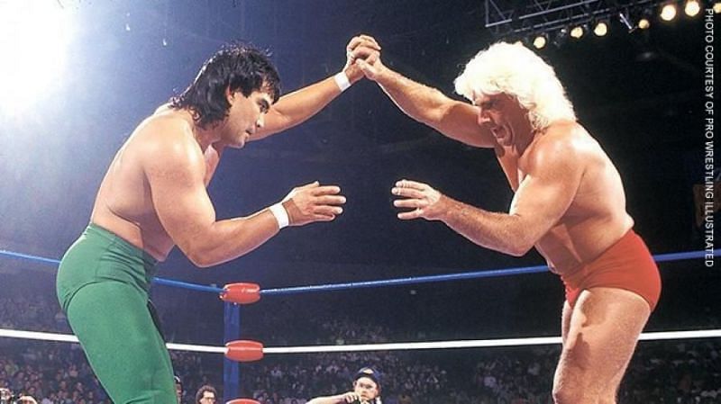 Ricky the Dragon Steamboat and Nature Boy Ric Flair lock horns