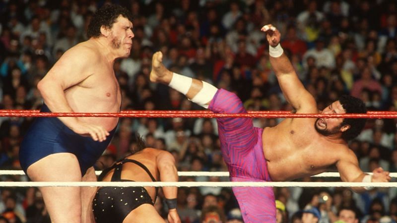 Haku battles his future tag partner, Andre The Giant