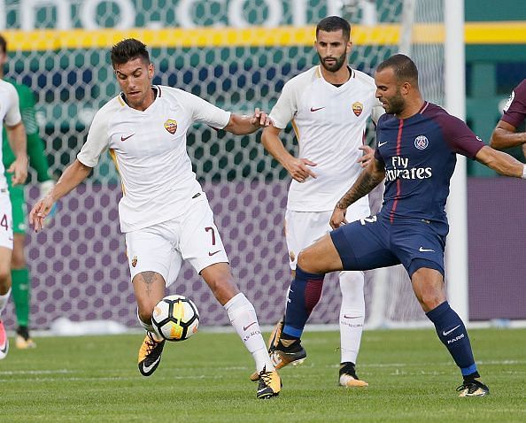 Jes&Atilde;&copy; in action for PSG against Roma.