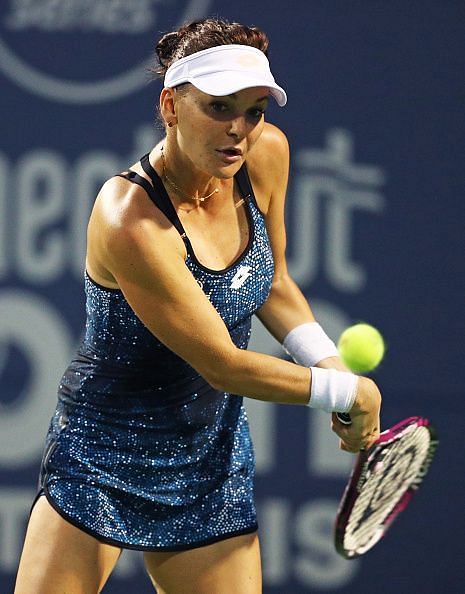 Agnieszka Radwanska playing in her final WTA match at the Connecticut Open