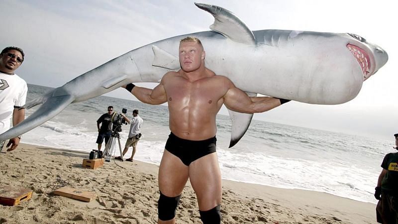 Brock Lesnar during WWE&#039;s SummerSlam 2003 ad shoot