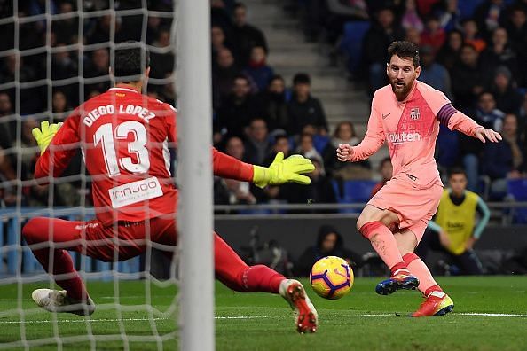 One of the few saves that Diego Lopez made. He was beaten four times by La Blaugrana.