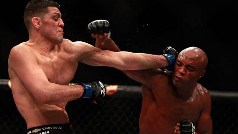 Nick Diaz during his middleweight bout against Anderson Silva at UFC 183!