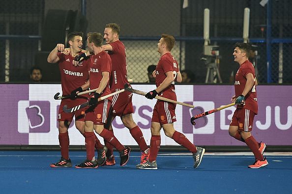 Liam Ansell (far left) set up England&#039;s opening goal through some magical stick-work