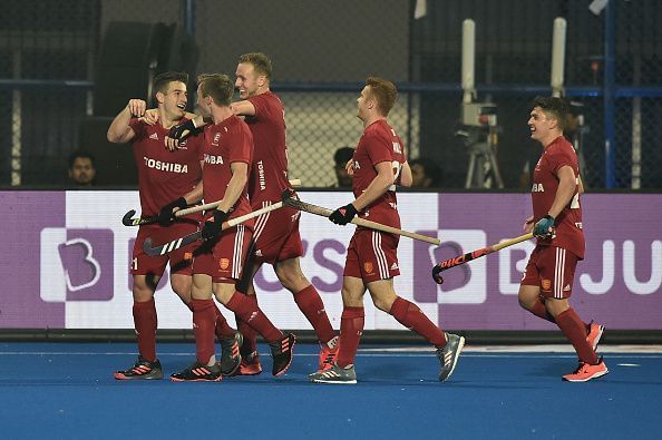 Liam Ansell (far left) set up England's opening goal through some magical stick-work