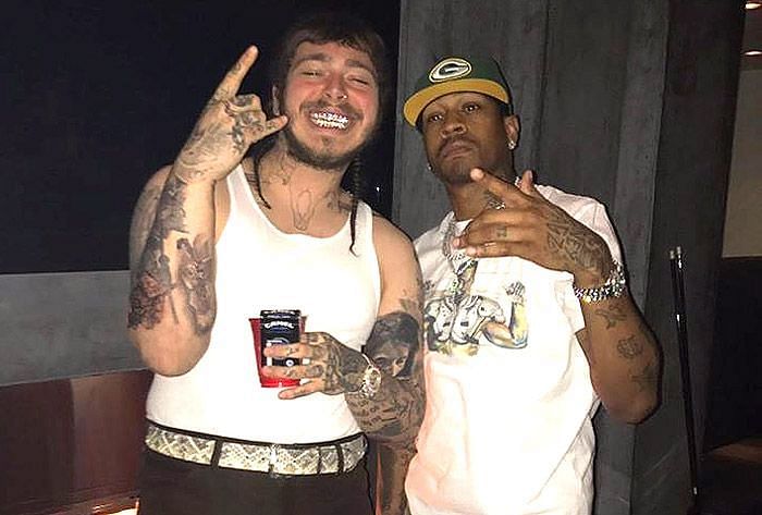 Rapper of today, Post Malone meets Allen Iverson, rapper of the past
