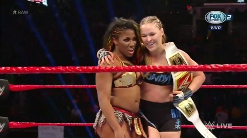 Nia Jax and Ronda Rousey finally came to blows in a tag team match