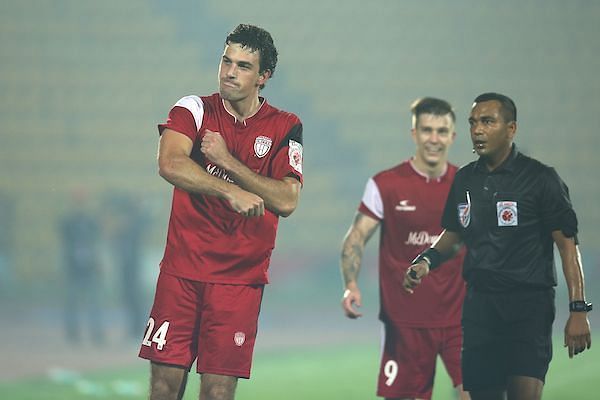 Juan Mascia scored a spectacular volley to win it for NorthEast United against Kerala Blasters
