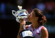Jennifer Capriati with the 2002 Australian Open trophy