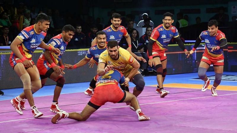 Nitesh Kumar was in top form in the UP Yoddha defence