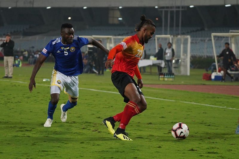 Jobby Justin of East Bengal FC against Real Kashmir FC on Friday