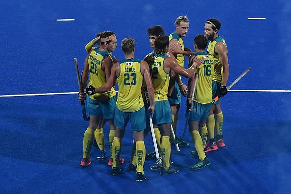 Action from Australia v China match at the FIH Men&#039;s Hockey World Cup 2018