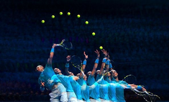 Rafael Nadal serving