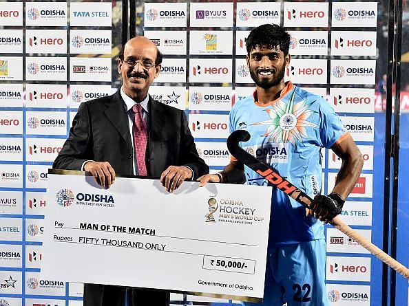 Varun was rightfully given the Man Of The Match award in the match against Belgium