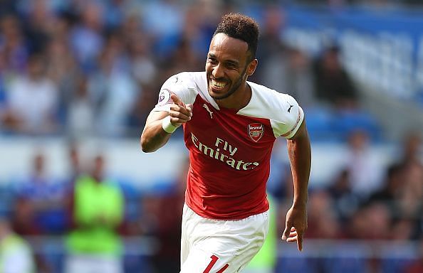 Aubameyang is the top goalscorer (13) in the Premier League this season, with Salah (12) on second
