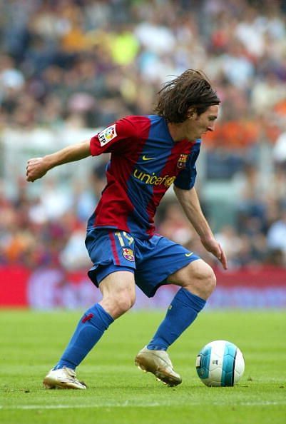 Messi during his starting years at Barcelona