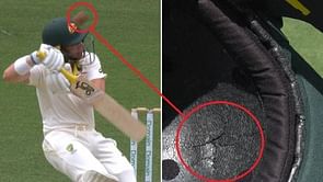 Scary photo of Marcus Harris' helmet after being hit by a Jasprit Bumrah delivery