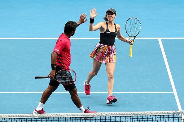 Martina Hingis and Leander Paes at the 2017 Australian Open