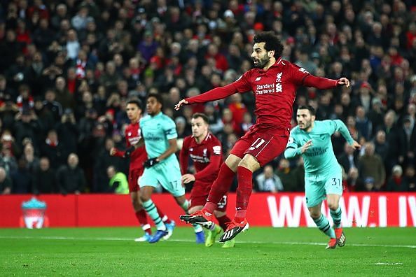 Salah scored his 13th goal of the season against Arsenal