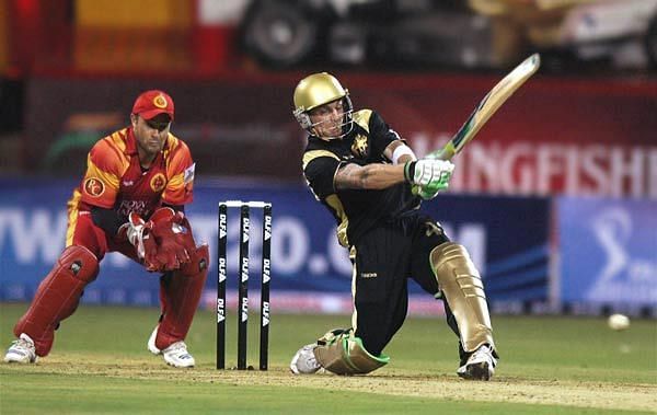 Brendon McCullum during his knock of 158 runs at the Inaugural match of IPL 2007
