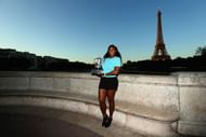 Serena Williams with the 2015 French Open Trophy