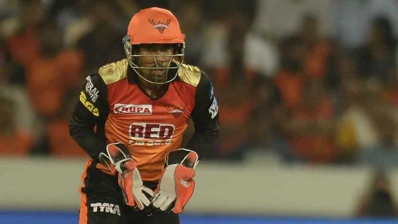 Wriddhiman Saha in action for Sunrisers Hyderabad